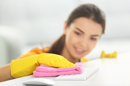 Detailed kitchen and cupboard cleaning during a move-in service in Barnes
